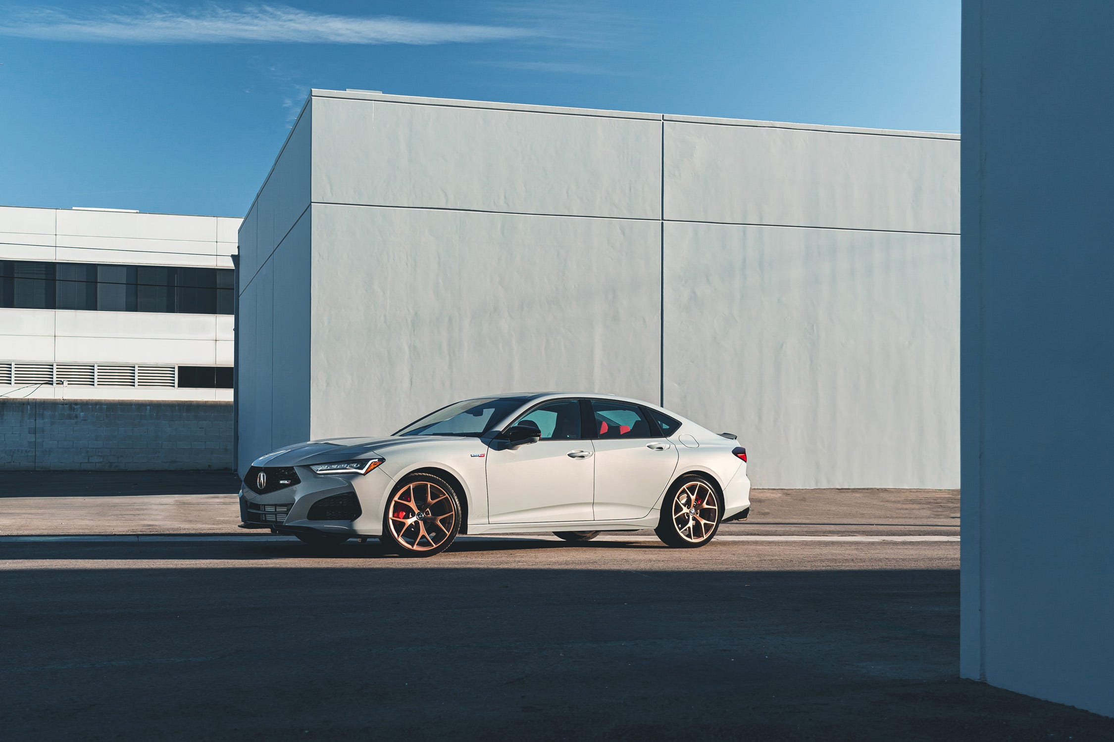 As it has since its 2021 introduction, the TLX Type S gives off a rear-wheel-drive vibe because of its long hood and cab-aft proportions.