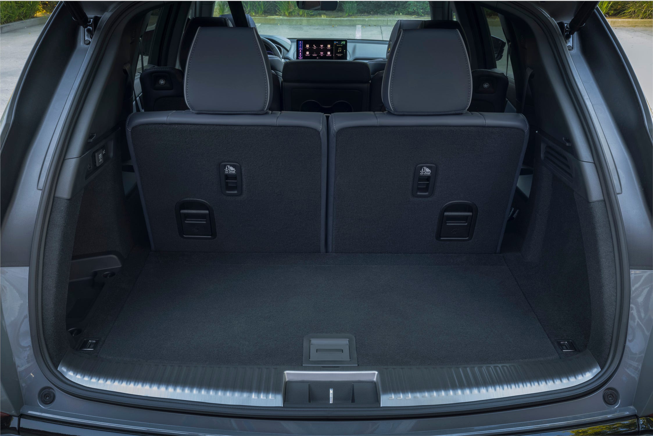 Cargo space is 16 cubic feet behind the third-row seats, expanding to 39 cubic feet with the rearmost seats folded.