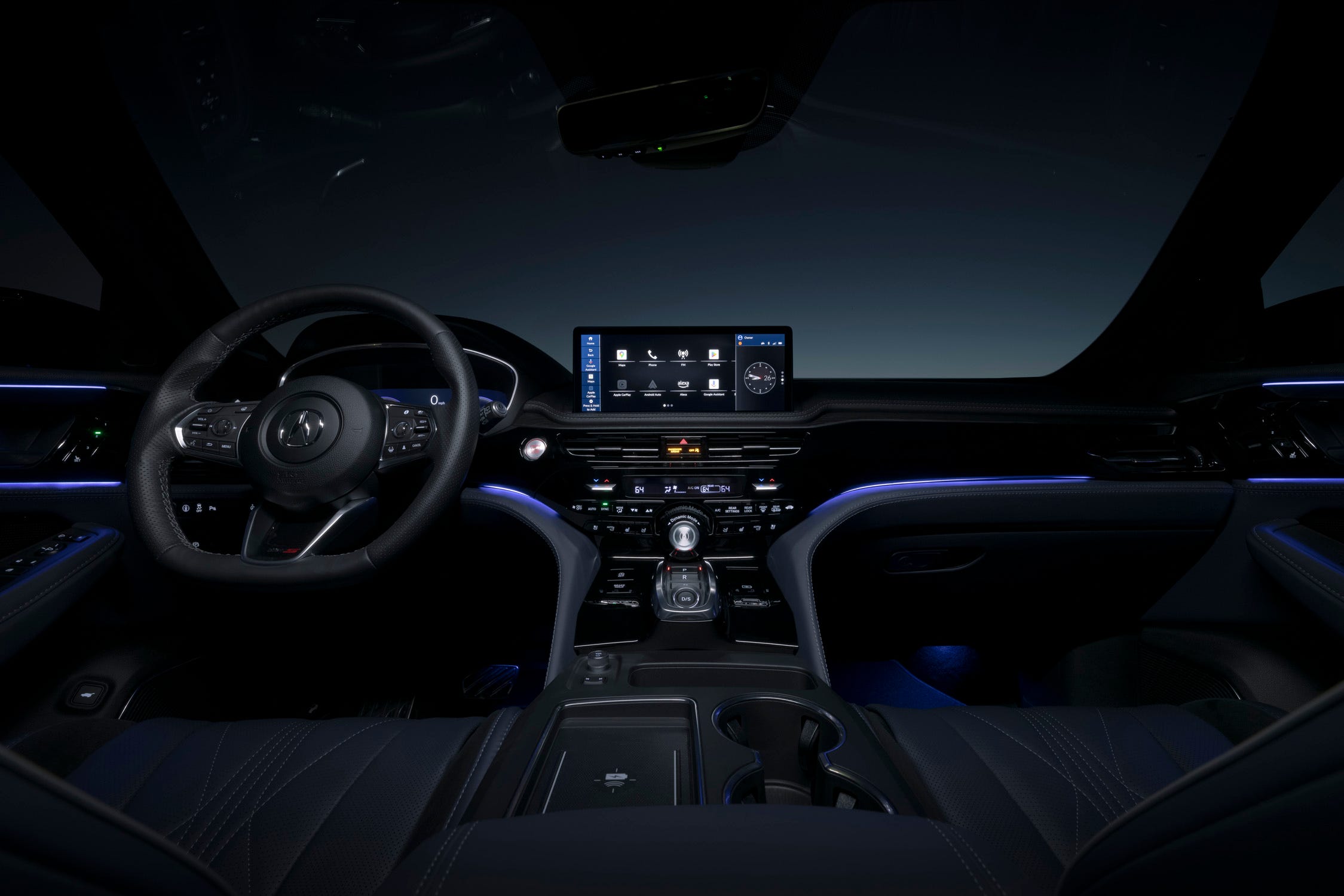 The 2025 Acura MDX Type S gets a redesigned center console with a large wireless charging pad.