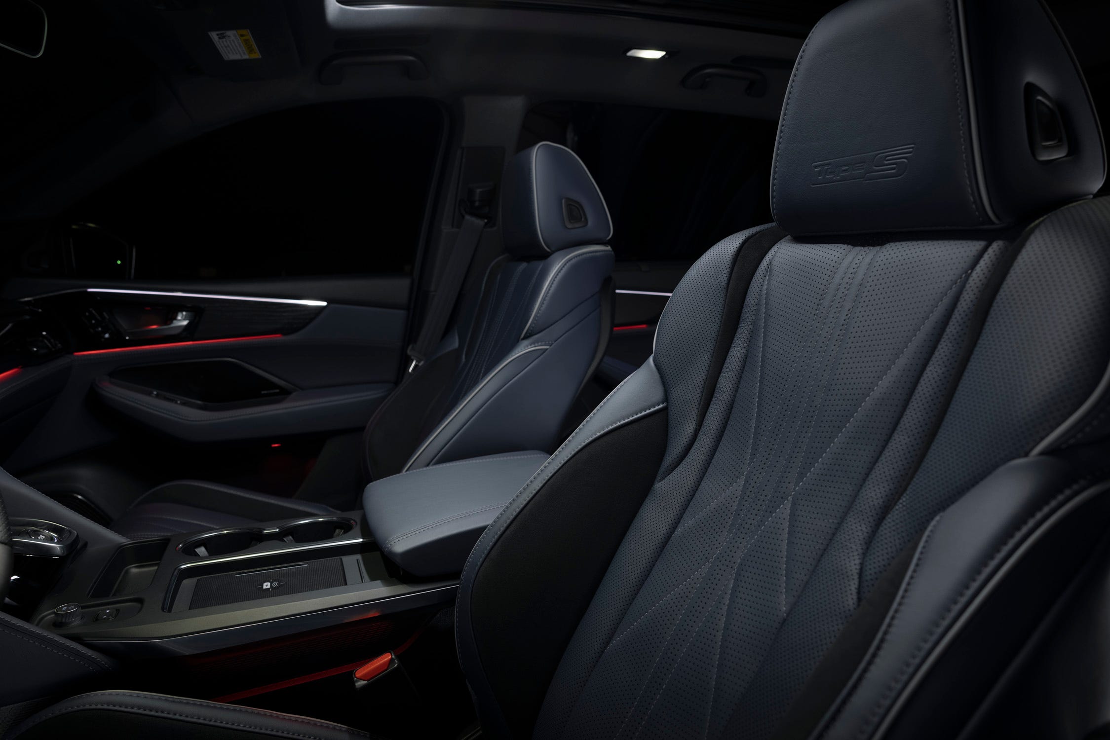 The Type S includes microsuede inserts on its seats.